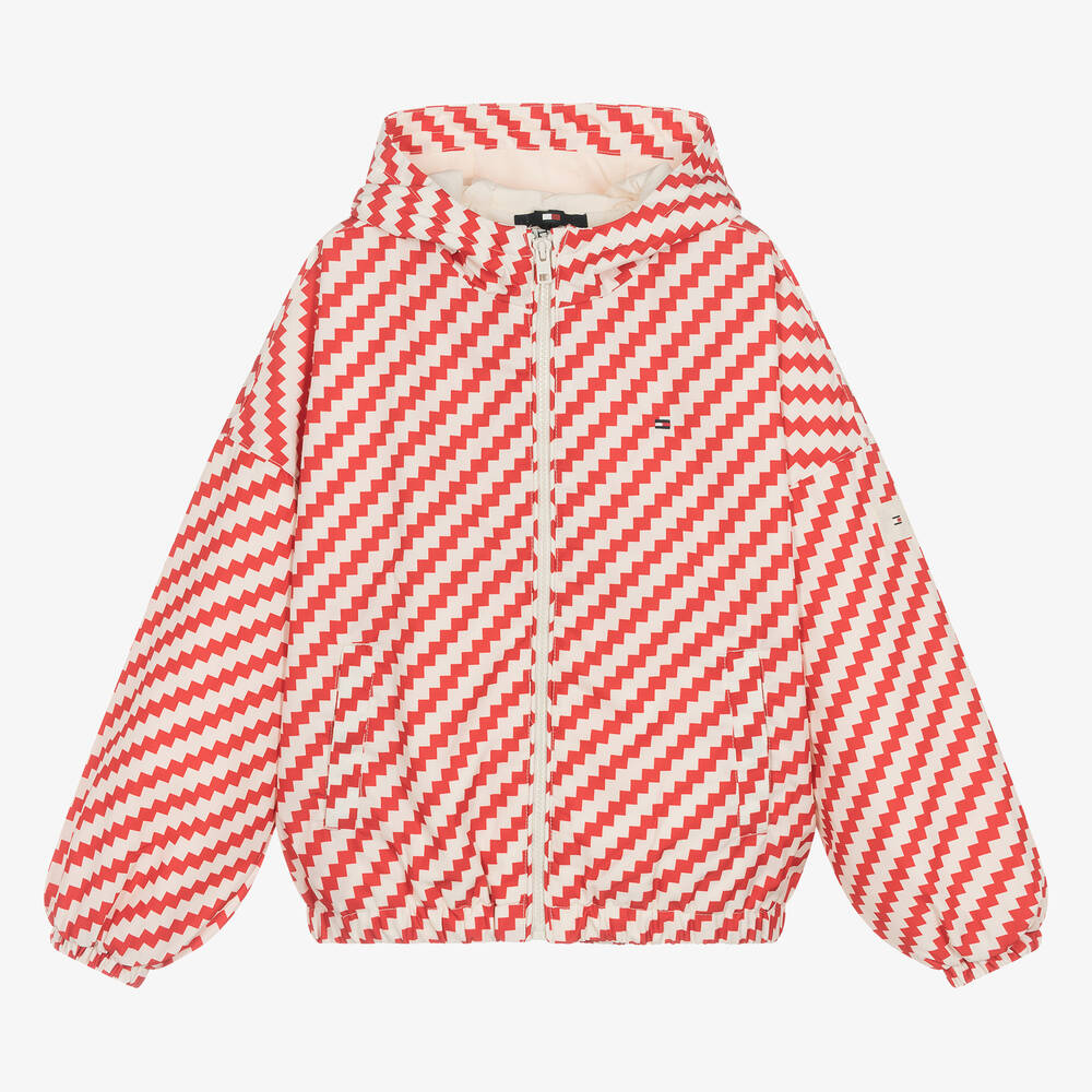 Tommy Hilfiger - Teen Girls Red & Ivory Windbreaker Jacket | Childrensalon