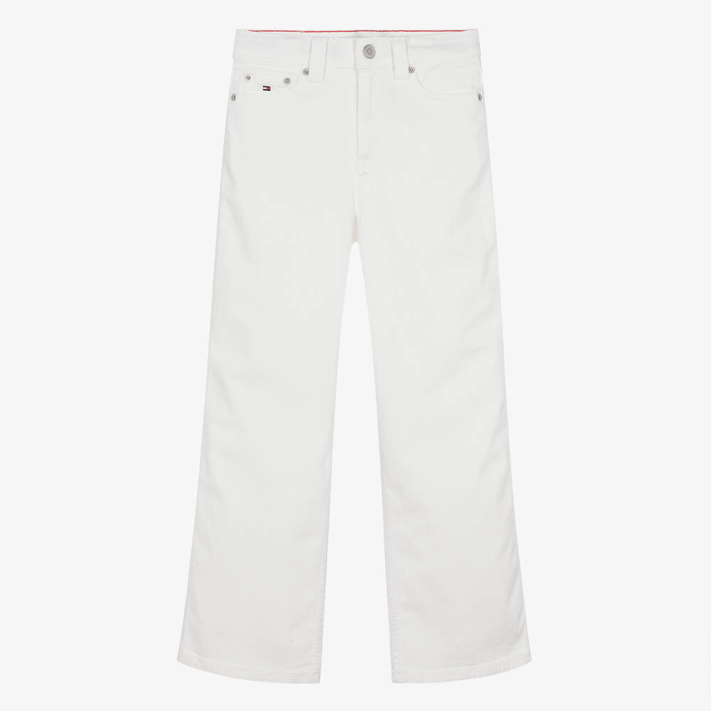 Tommy Hilfiger - Teen Girls White Denim Wide Leg Jeans | Childrensalon