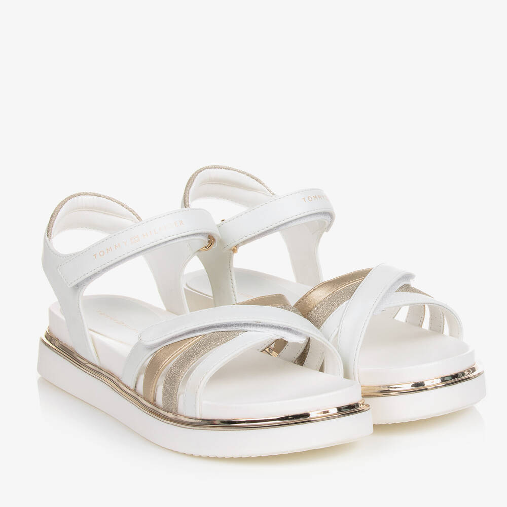 Tommy Hilfiger - Teen Girls White Faux Leather Sandals | Childrensalon