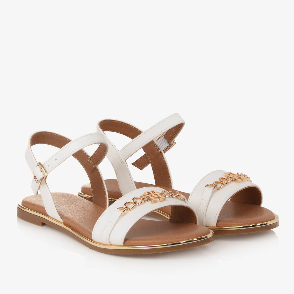 Tommy Hilfiger - Teen Girls White Faux Leather Sandals | Childrensalon