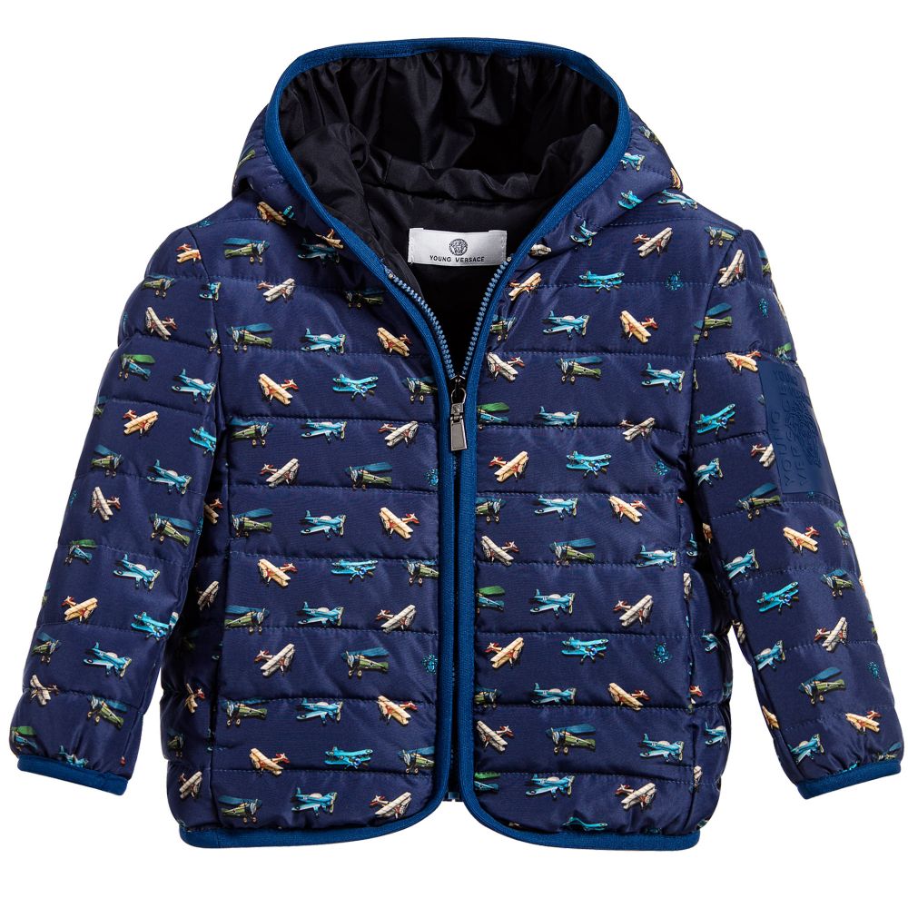 Versace - Boys Blue Plane Print Jacket | Childrensalon Outlet