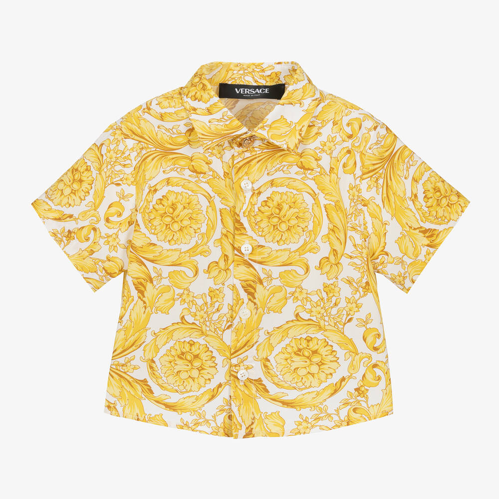 Versace - Boys Gold Cotton Barocco Shirt | Childrensalon