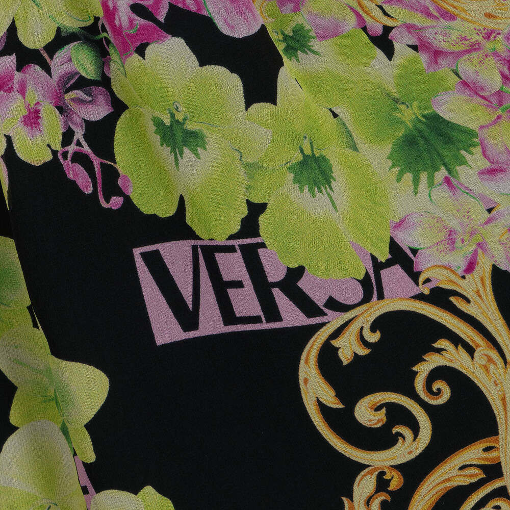 Versace Floral Silhouette-Print Silk Foulard - Purple