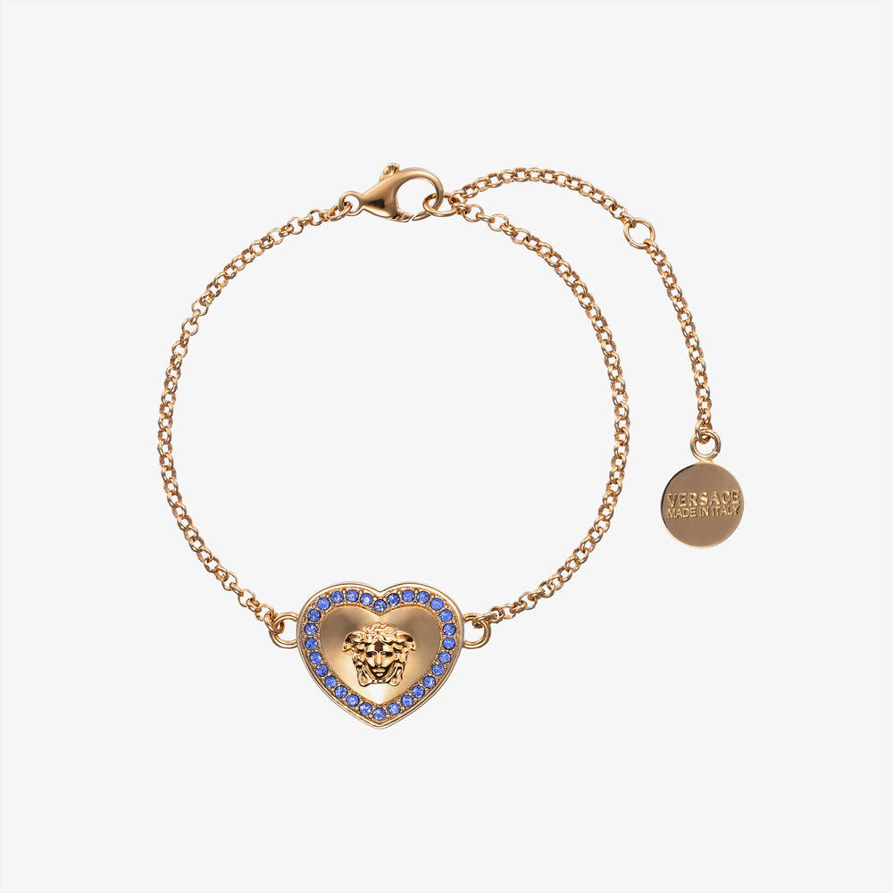 Versace - Girls Gold Tone Medusa Heart Bracelet | Childrensalon