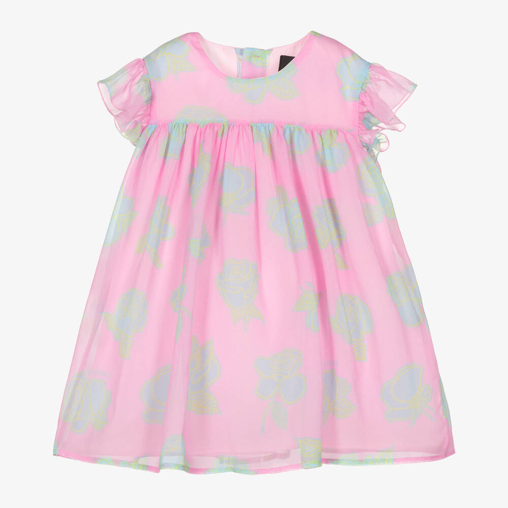 Versace - Girls Pink Georgette Silk Dress | Childrensalon