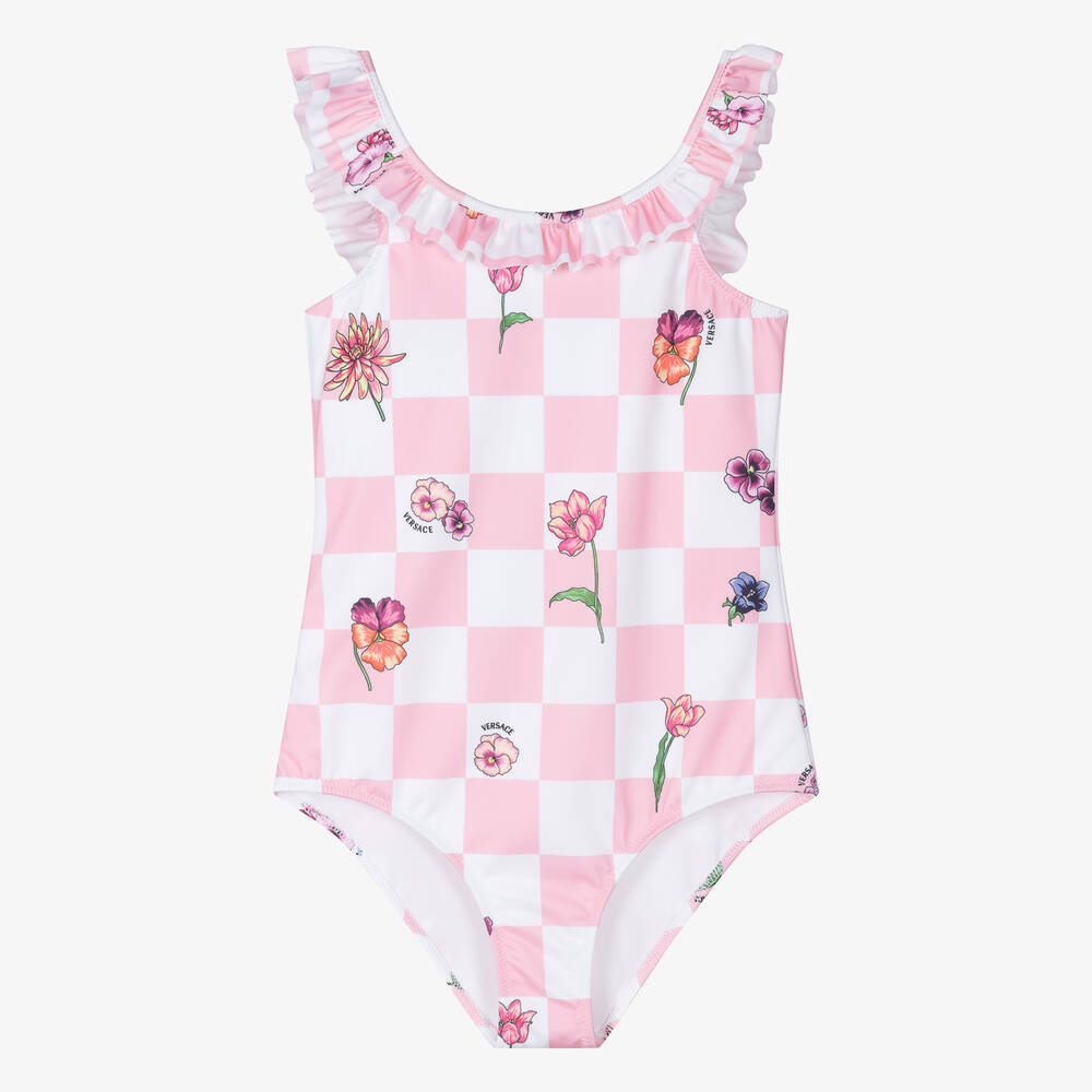 Versace - Teen Girls Pink & White Blossom Swimsuit | Childrensalon