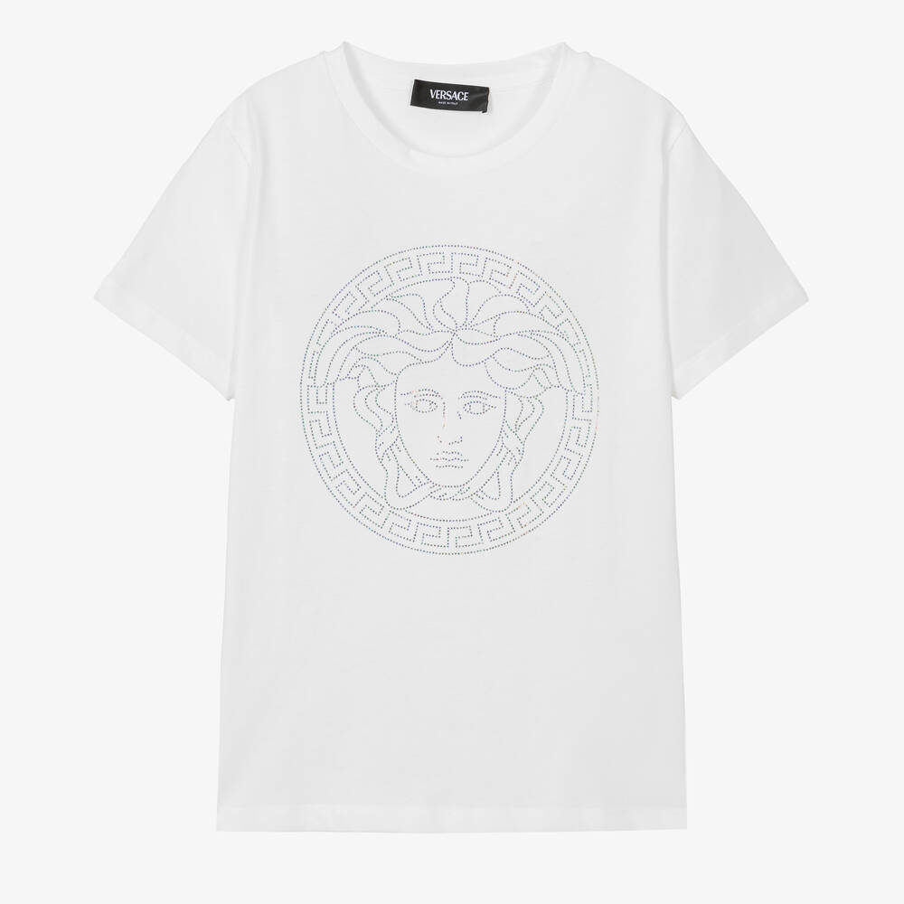 Versace - Teen Girls White Cotton Medusa T-Shirt | Childrensalon