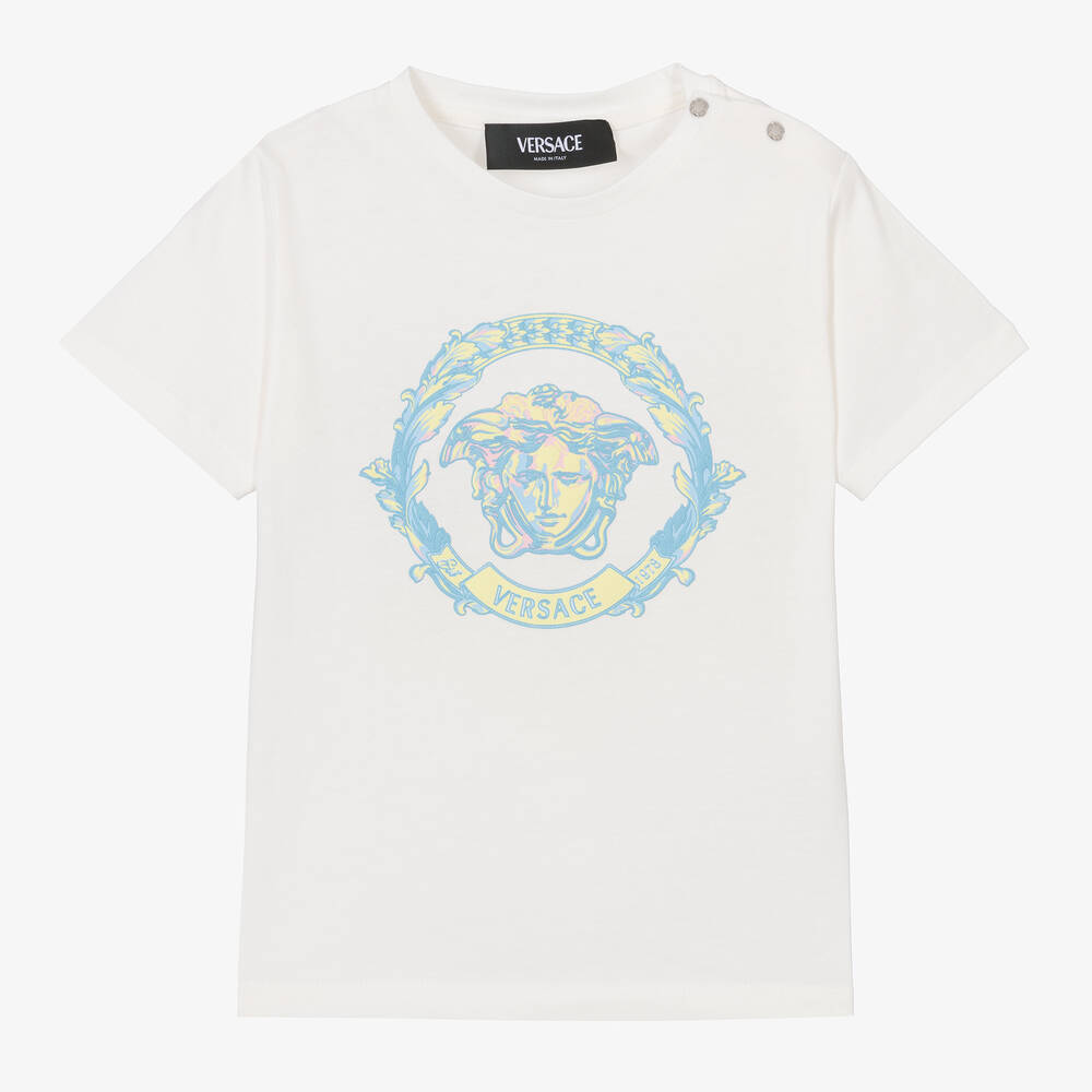 Versace - White Cotton Medusa Baby T-Shirt | Childrensalon