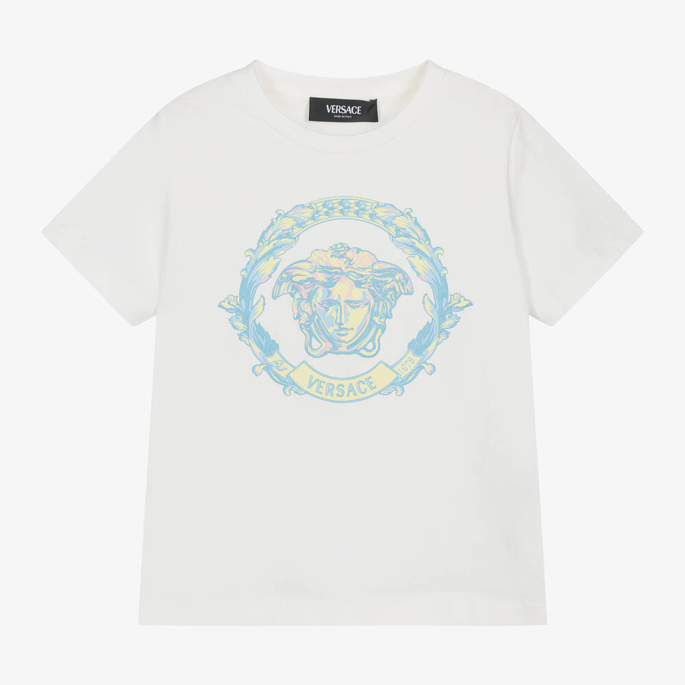 Versace - White Cotton Medusa T-Shirt | Childrensalon