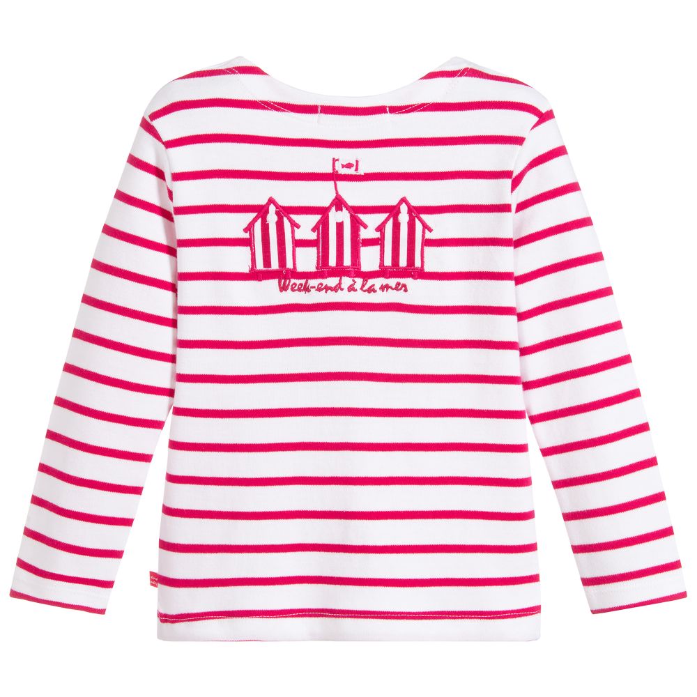 Week-End à La Mer Girls Striped T-Shirt Girls Infant 6 Month Pink Cotton by Childrensalon