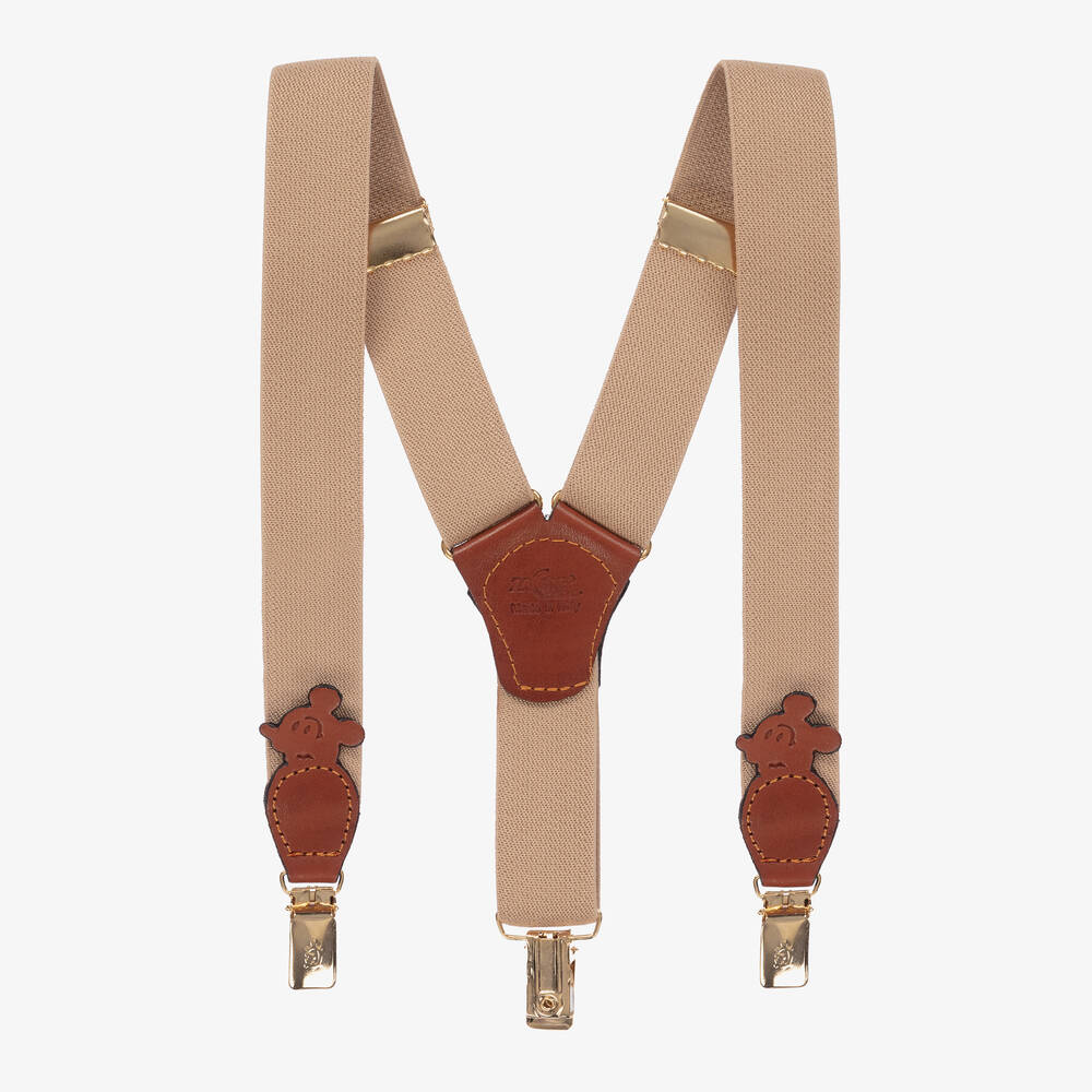 Zaccone - Beige Cotton & Leather Braces | Childrensalon