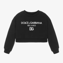 Dolce & Gabbana - Girls Black Cropped DG Logo Sweatshirt ...