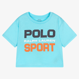 Polo Ralph Lauren - Girls Purple Cropped T-Shirt | Childrensalon Outlet