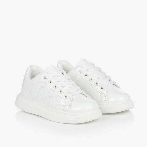 A Dee-Girls White Patent Faux Leather Trainers | Childrensalon Outlet