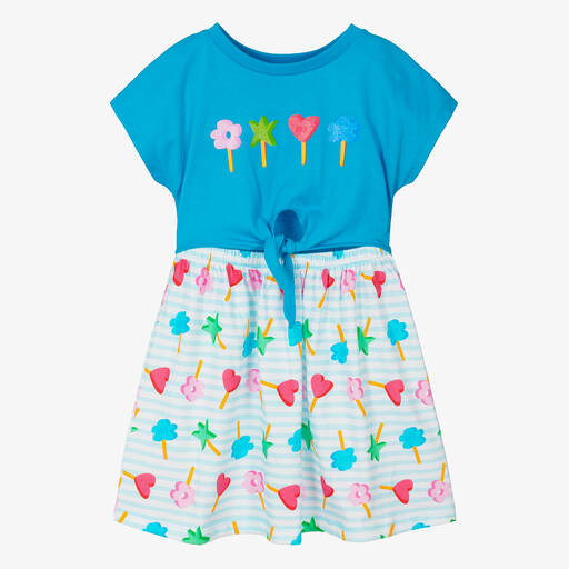 Agatha Ruiz de la Prada-Girls Blue Lollipop Cotton Dress | Childrensalon Outlet