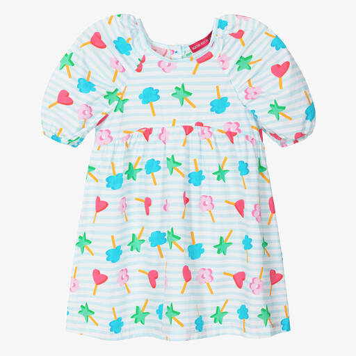 Agatha Ruiz de la Prada-Girls Blue Stripe Cotton Lollipop Dress | Childrensalon Outlet