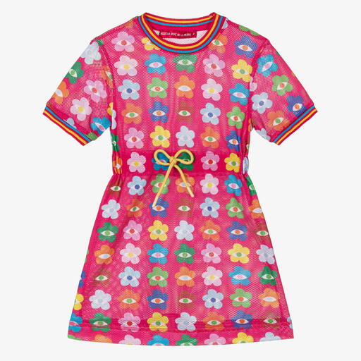 Agatha Ruiz de la Prada-Girls Pink Floral Mesh Dress | Childrensalon Outlet