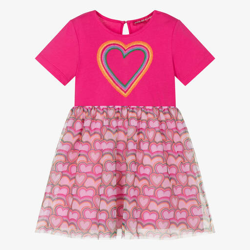 Agatha Ruiz de la Prada-Girls Pink Heart Tulle Dress | Childrensalon Outlet