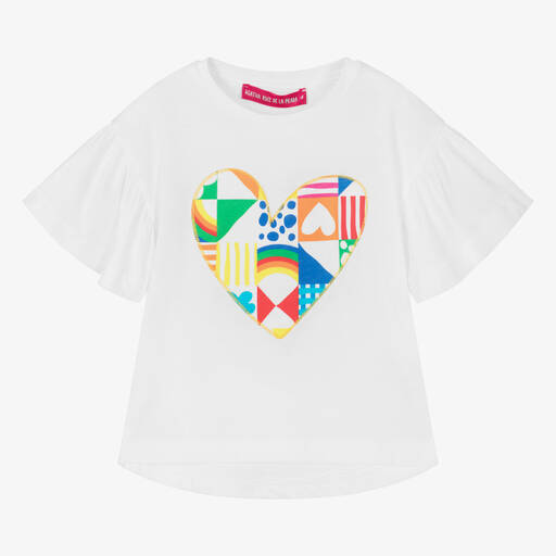 Agatha Ruiz de la Prada-Girls White Cotton Abstract Heart T-Shirt | Childrensalon Outlet