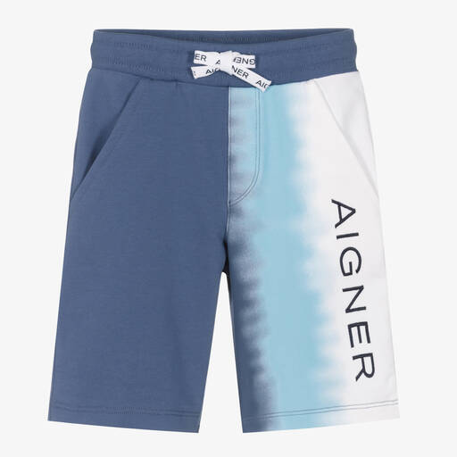 AIGNER-Boys Blue Ombré Logo Shorts | Childrensalon Outlet