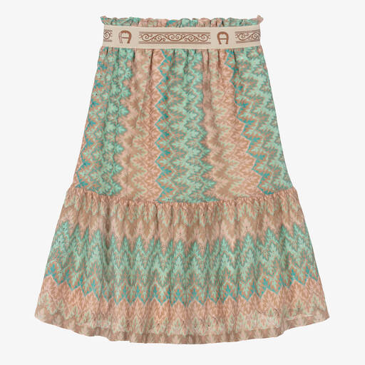 AIGNER-Girls Green & Pink Crochet Sparkle Skirt | Childrensalon Outlet