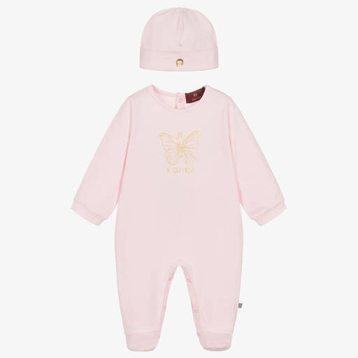 AIGNER-Girls Pink Pima Cotton Babysuit Set | Childrensalon Outlet