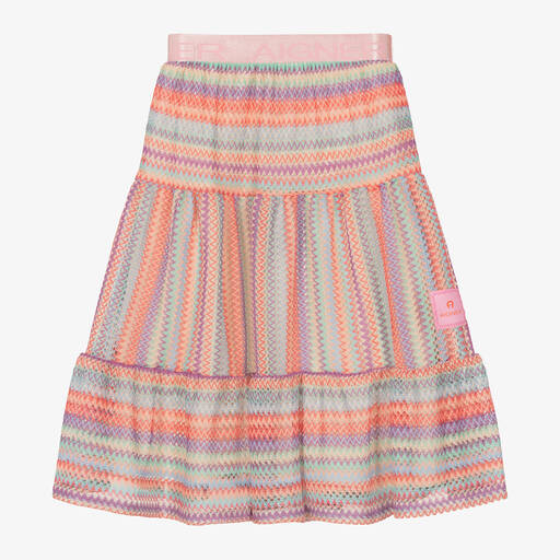 AIGNER-Girls Pink Zigzag Crochet Skirt | Childrensalon Outlet