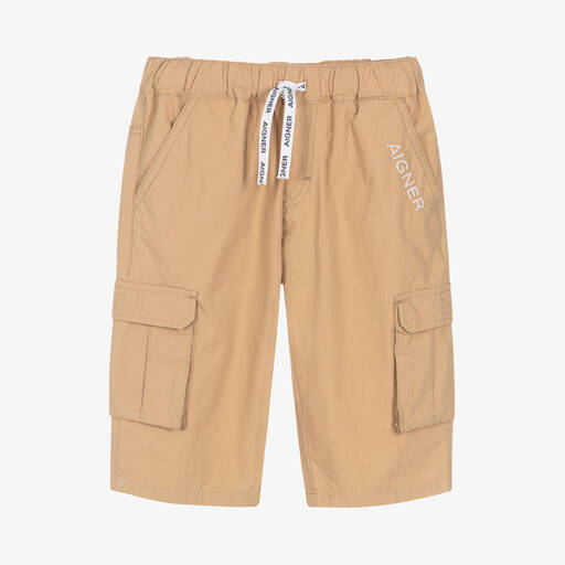 AIGNER-Teen Boys Beige Cotton Cargo Shorts | Childrensalon Outlet