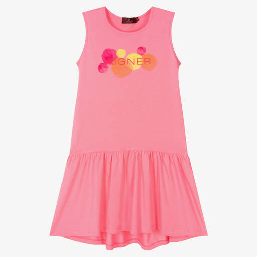 AIGNER-Teen Girls Pink Cotton Logo Dress | Childrensalon Outlet