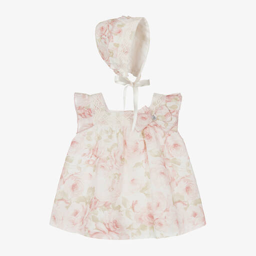 Artesanía Granlei-Baby Girls Ivory Cotton & Linen Dress Set | Childrensalon Outlet