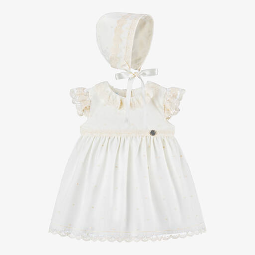 Artesanía Granlei-Baby Girls Ivory Tulle Lace Dress Set | Childrensalon Outlet