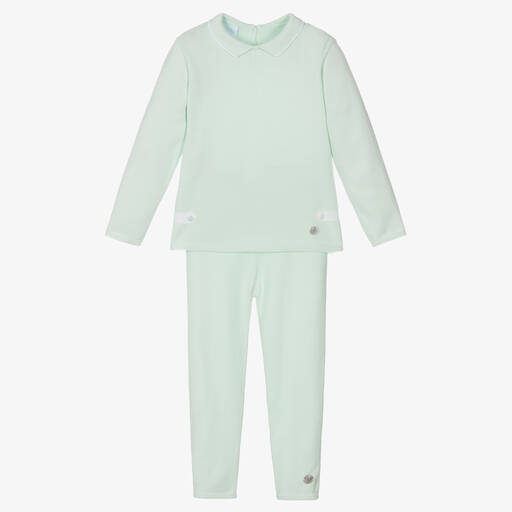 Artesanía Granlei-Boys Green Knitted Trouser Set | Childrensalon Outlet