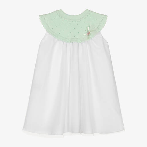 Artesanía Granlei-Girls Green Knit & Tulle Dress | Childrensalon Outlet