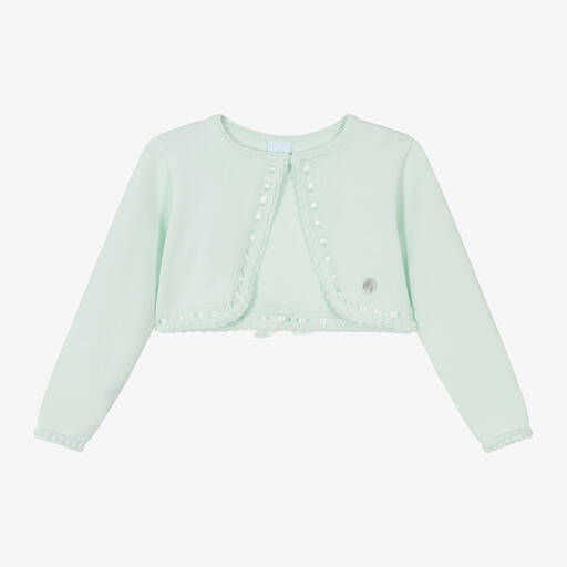 Artesanía Granlei-Girls Green Knitted Bolero Cardigan | Childrensalon Outlet