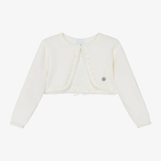 Artesanía Granlei-Girls Ivory Knitted Bolero Cardigan | Childrensalon Outlet