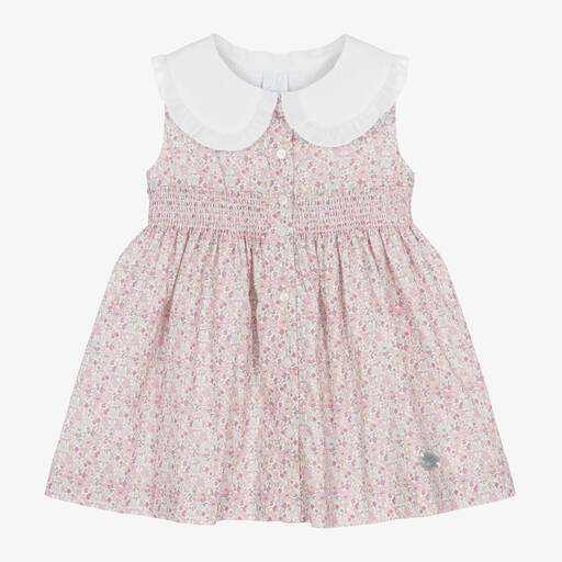 Artesanía Granlei-Girls Pink Floral Cotton Dress | Childrensalon Outlet