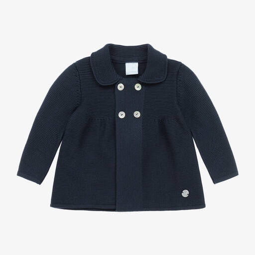 Artesanía Granlei-Navy Blue Knitted Baby Cardigan | Childrensalon Outlet