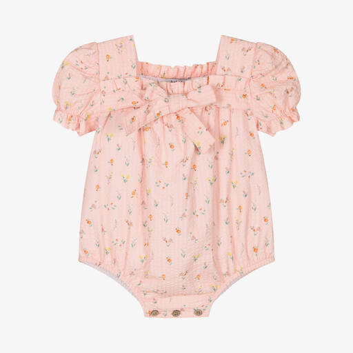 Babidu-Baby Girls Pink Floral Cotton Shortie | Childrensalon Outlet