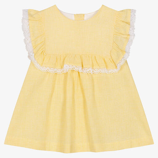 Babidu-Baby Girls Yellow Cotton Dress | Childrensalon Outlet