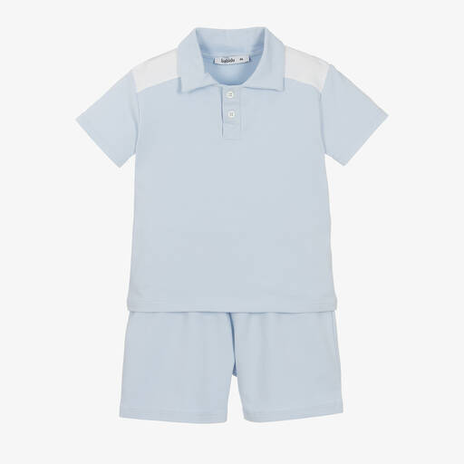 Babidu-Boys Pale Blue Cotton Shorts Set | Childrensalon Outlet