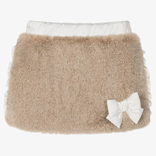 Balloon Chic-Girls Beige Faux Fur Skirt | Childrensalon Outlet