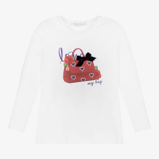 Balloon Chic-Girls White Cotton Top | Childrensalon Outlet