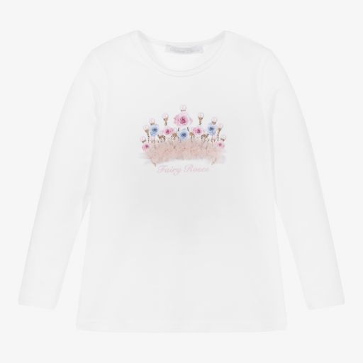 Balloon Chic-Girls White Cotton Top | Childrensalon Outlet