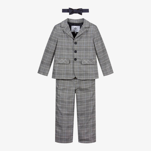 Beatrice & George-Boys Grey Prince of Wales Check Suit | Childrensalon Outlet