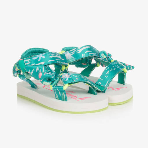 Billieblush-Girls Green Palm Print Sandals | Childrensalon Outlet