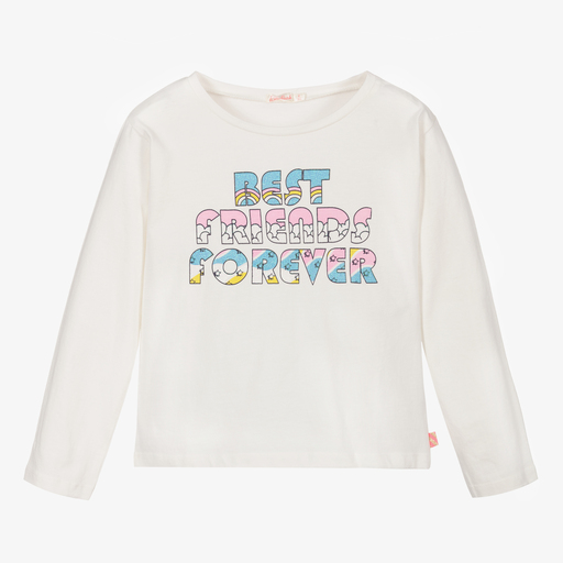 Billieblush-Girls Ivory Cotton Jersey Top | Childrensalon Outlet