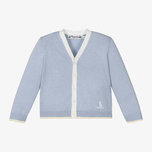 Bonpoint-Baby Boys Blue Cotton Cardigan | Childrensalon Outlet