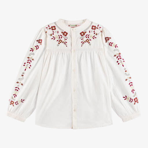 Bonpoint-Teen Girls Ivory Cotton Embroidered Blouse | Childrensalon Outlet