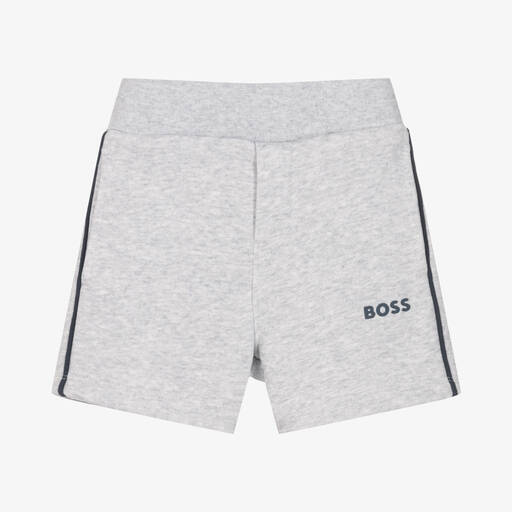 BOSS-Boys Grey Cotton Logo Shorts | Childrensalon Outlet