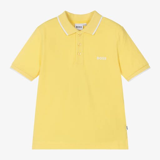 BOSS- Polo jaune en coton garçon | Childrensalon Outlet